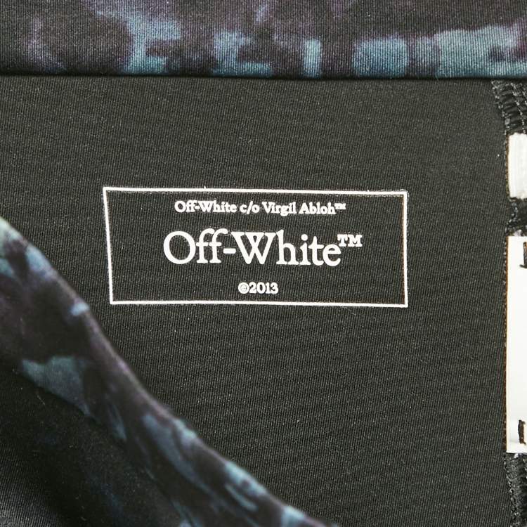Pre Owned Off-White Black Abstract Print Jersey Flared Leggings S