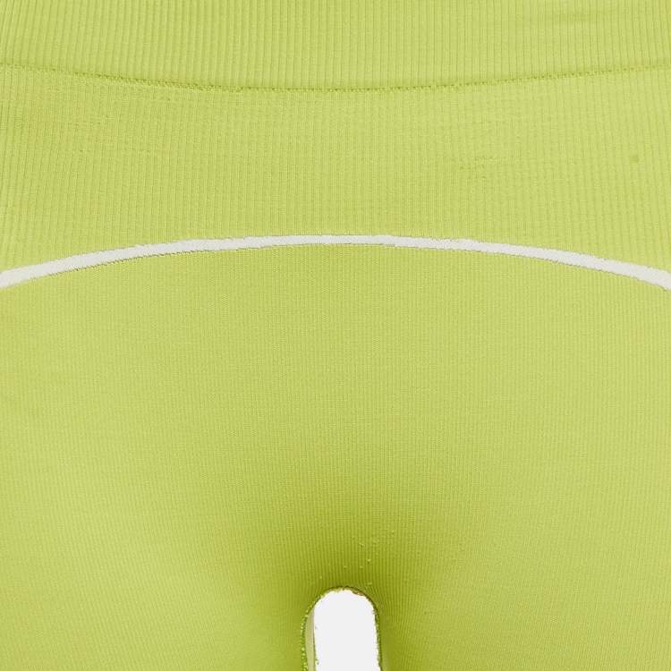 Pre Owned Off-White Green Jersey Contrast Trimmed Leggings S