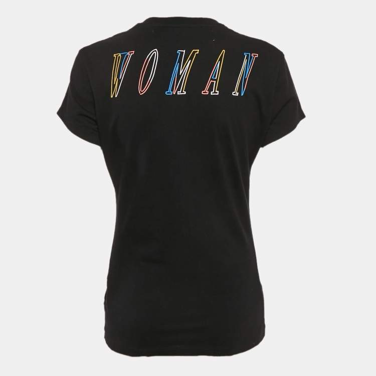 Pre Owned Off-White Black Print Cotton Jersey Crew Neck T-Shirt S
