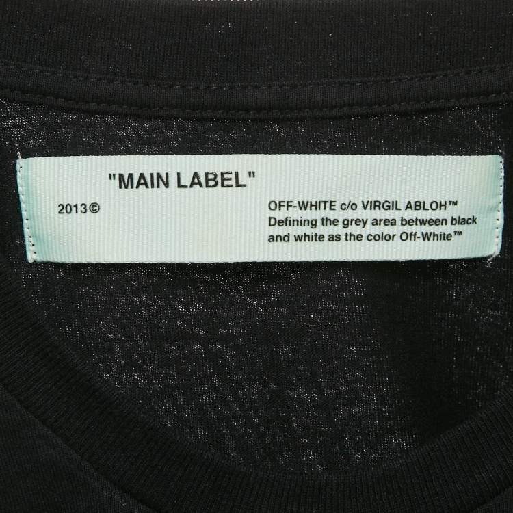 Pre Owned Off-White Black Print Cotton Jersey Crew Neck T-Shirt S
