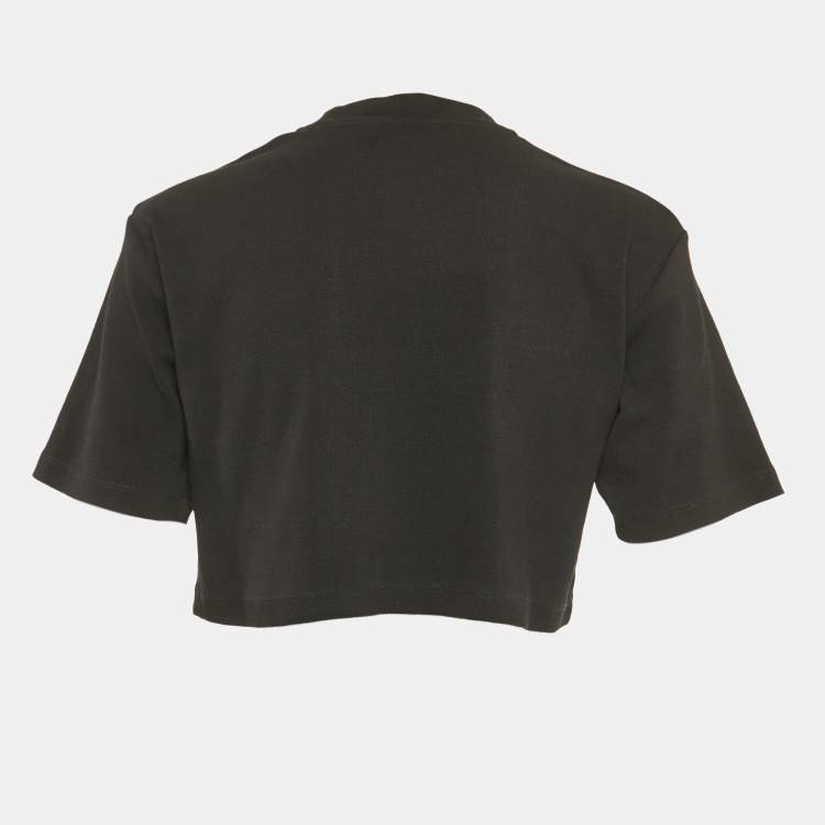Pre Owned Off-White Black Off Stamp Rib Knit Crop Top L