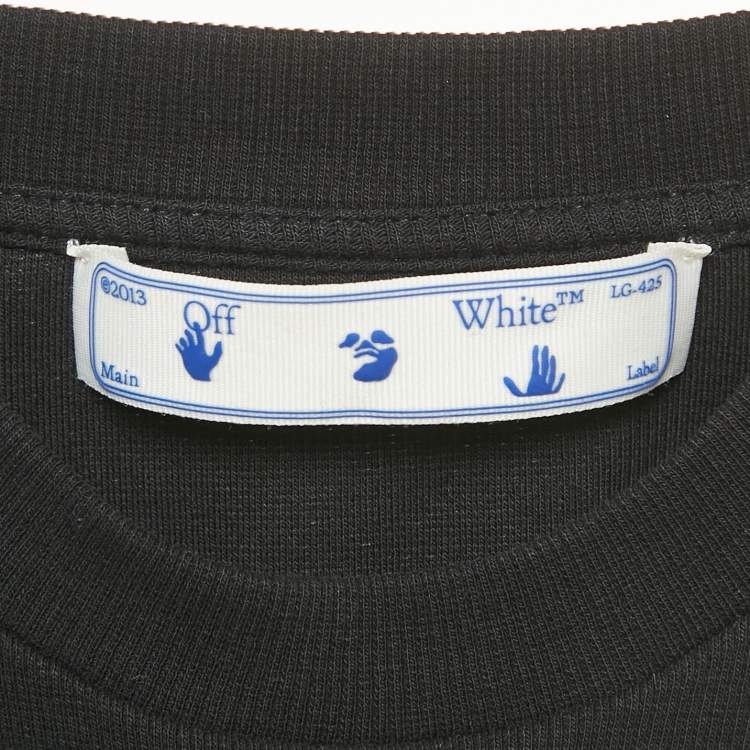 Pre Owned Off-White Black Off Stamp Rib Knit Crop Top L