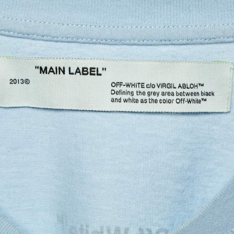 Pre Owned Off-White Blue Printed Jersey Crewneck T-Shirt M