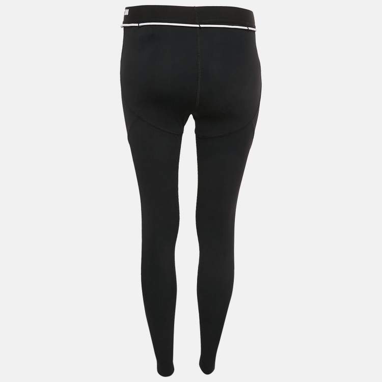 Pre Owned Off-White Black Print Stretch Knit Active Leggings S/M