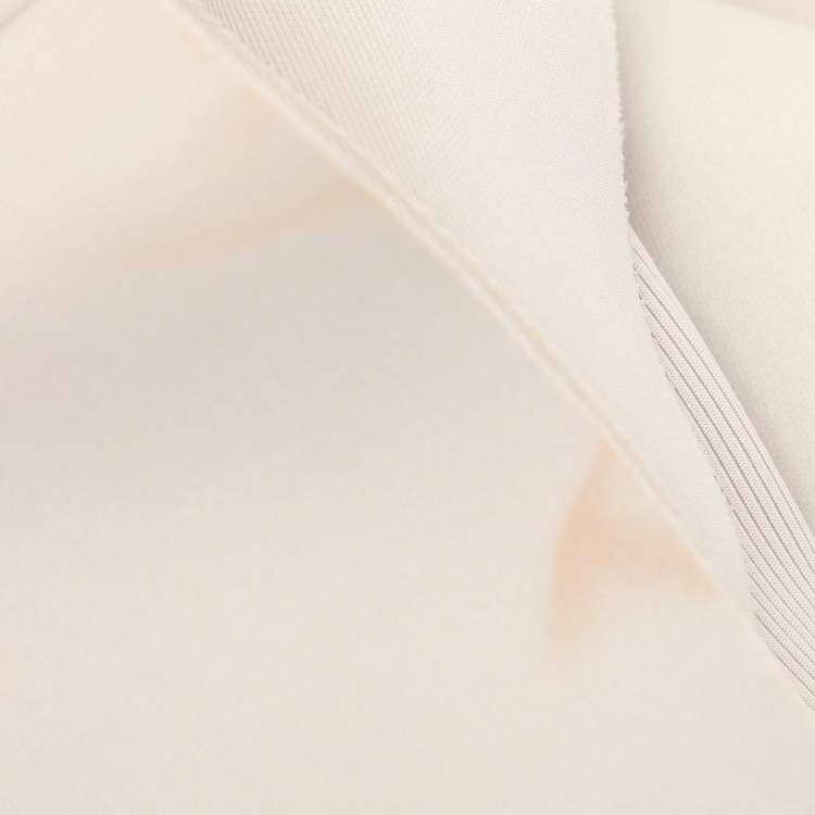 Pre Owned Off-White Cream Rib Knit Cut Out Sleeve Ruffle Detail Dress M