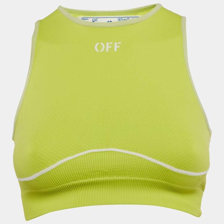 Pre Owned Off-White Fluorescent Yellow Jersey Seamless Bra Top S/M