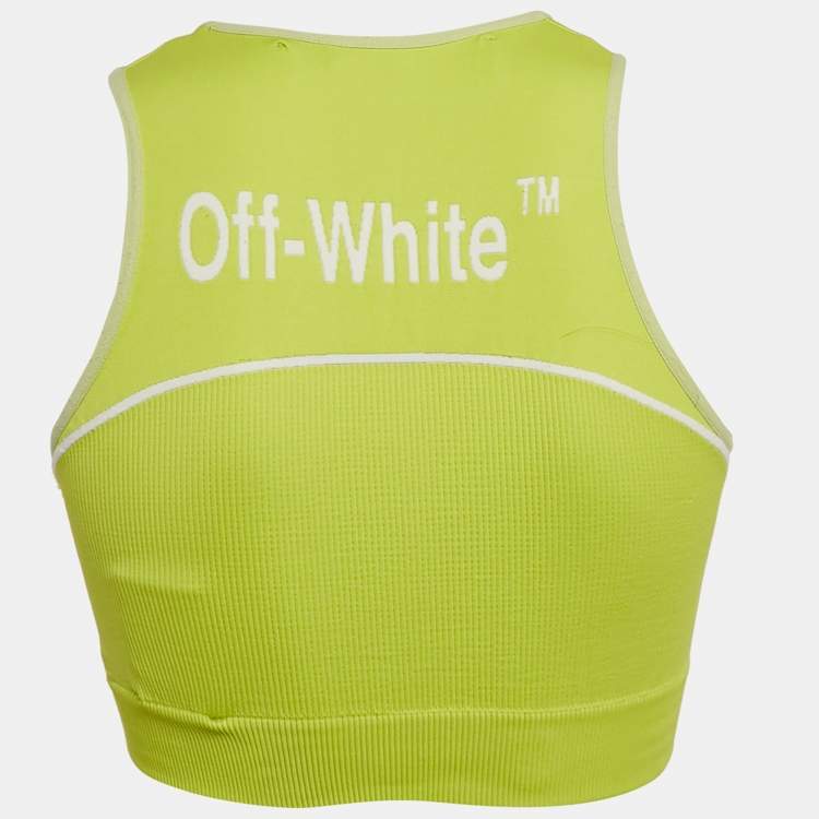Pre Owned Off-White Fluorescent Yellow Jersey Seamless Bra Top S/M