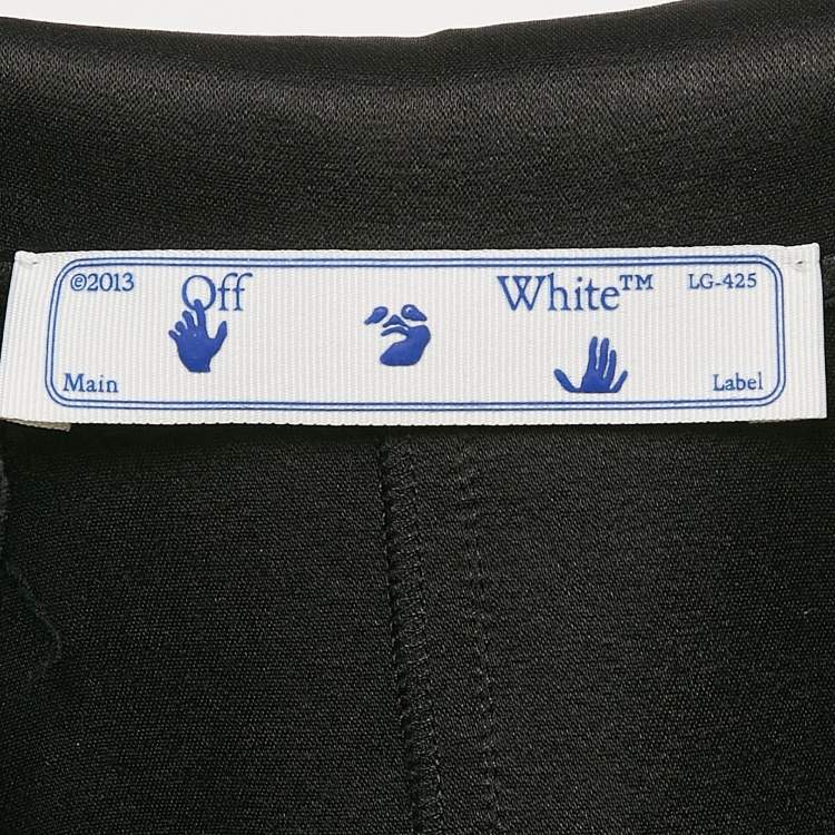 Pre Owned Off-White Black Printed Satin Button Front Belted Tokyo Dress XS