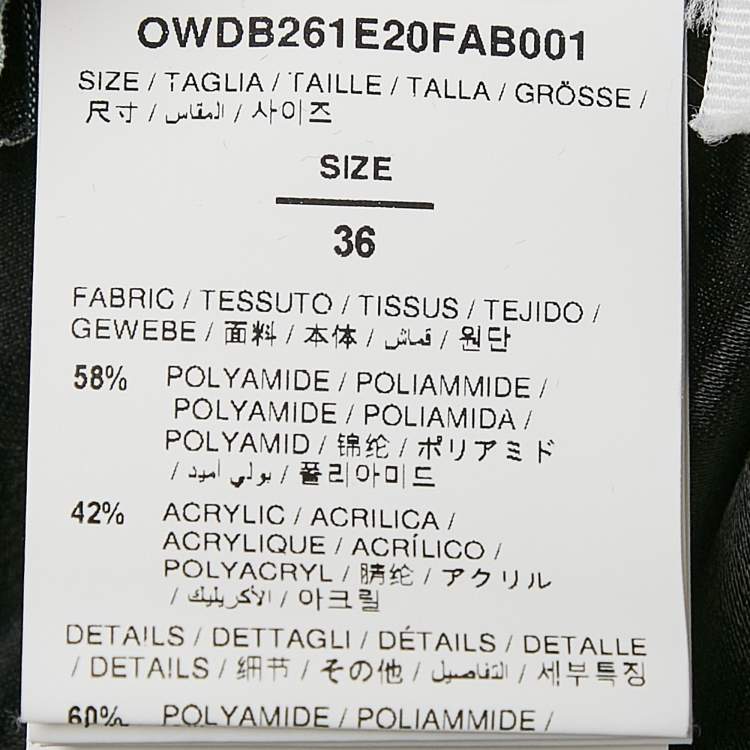 Pre Owned Off-White Black Printed Satin Button Front Belted Tokyo Dress XS