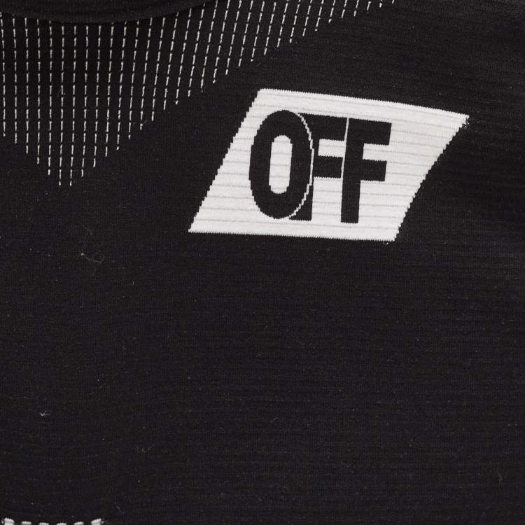Pre Owned Off-White Black Jersey High Neck Athletic T-Shirt S