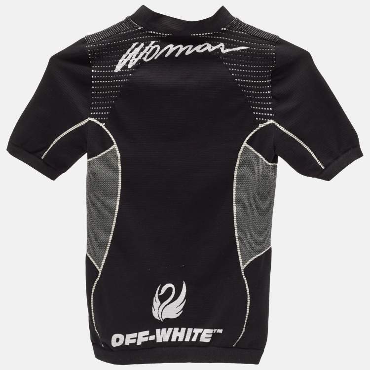 Pre Owned Off-White Black Jersey High Neck Athletic T-Shirt S