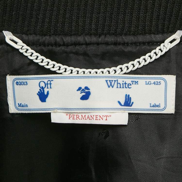Pre Owned Off-White Black Wool and Leather Bomber Jacket M