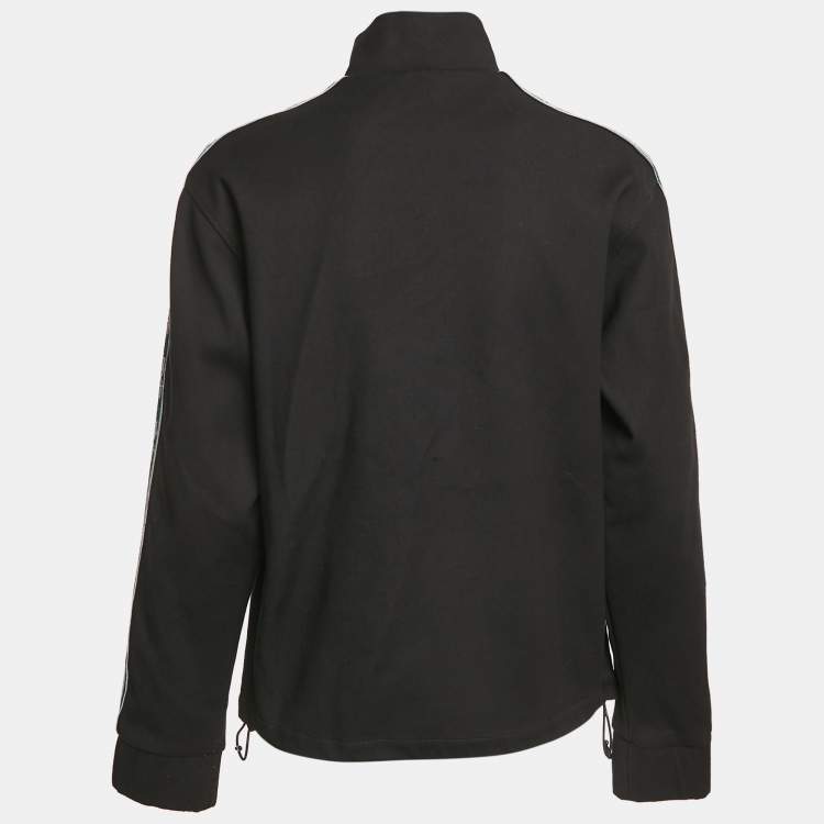 Pre Owned Off-White Black Glitter OW Band Trim Jersey Track Jacket S