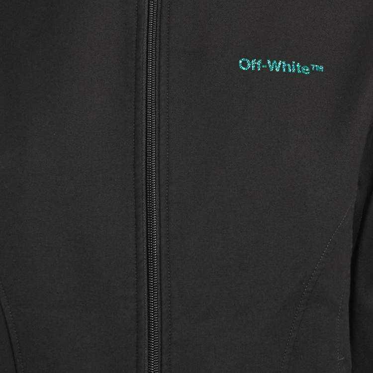 Pre Owned Off-White Black Glitter OW Band Trim Jersey Track Jacket S