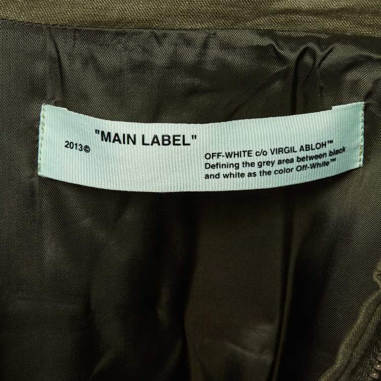 Pre Owned Off-White Olive Green Linen Diag M65 Cropped Jacket S