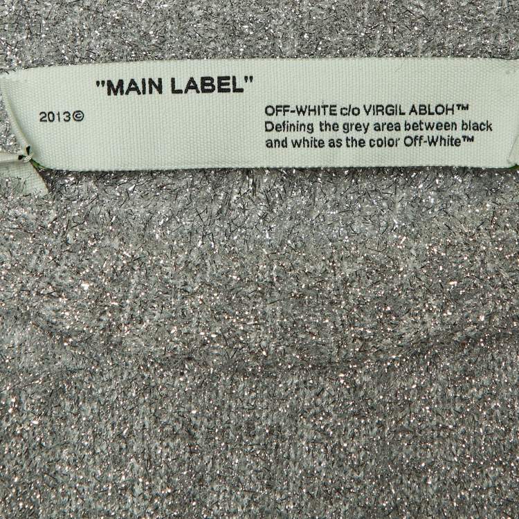 Pre Owned Off-White Silver Logo Fleece Knit Crew Neck Jumper S