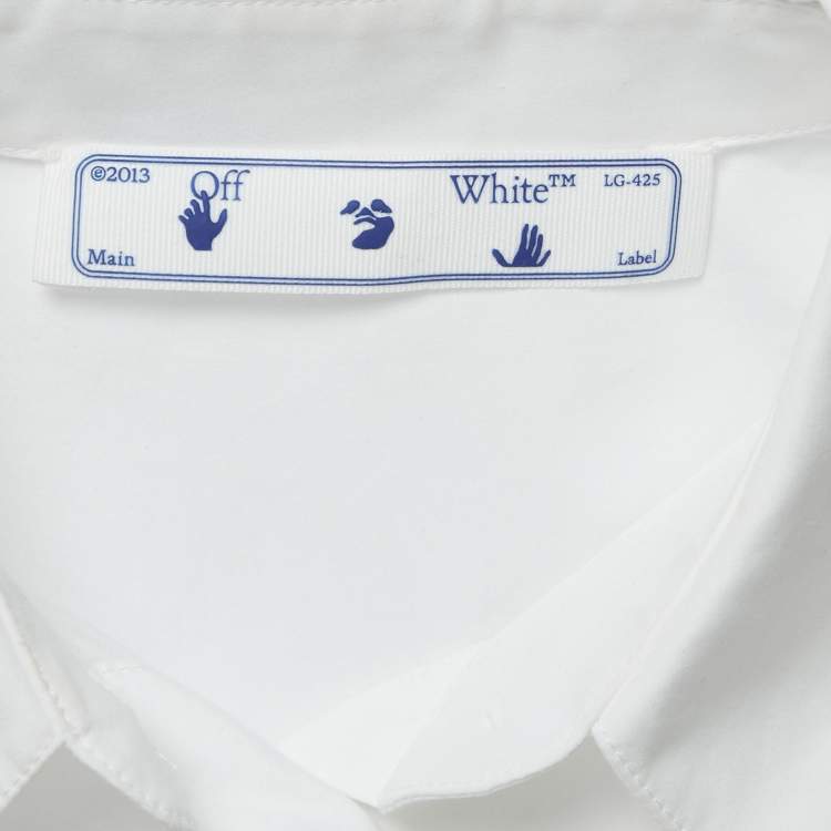 Pre Owned Off-White White Embroidered Cotton Pleated Mini Shirt Dress XS