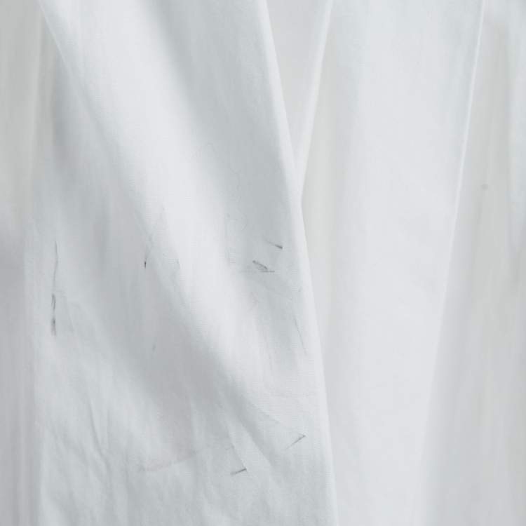 Pre Owned Off-White White Embroidered Cotton Pleated Mini Shirt Dress XS