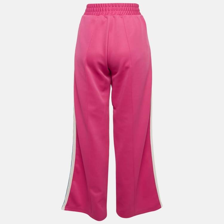 Pre Owned Off-White Pink Cotton Jersey Side Striped Track Pants L