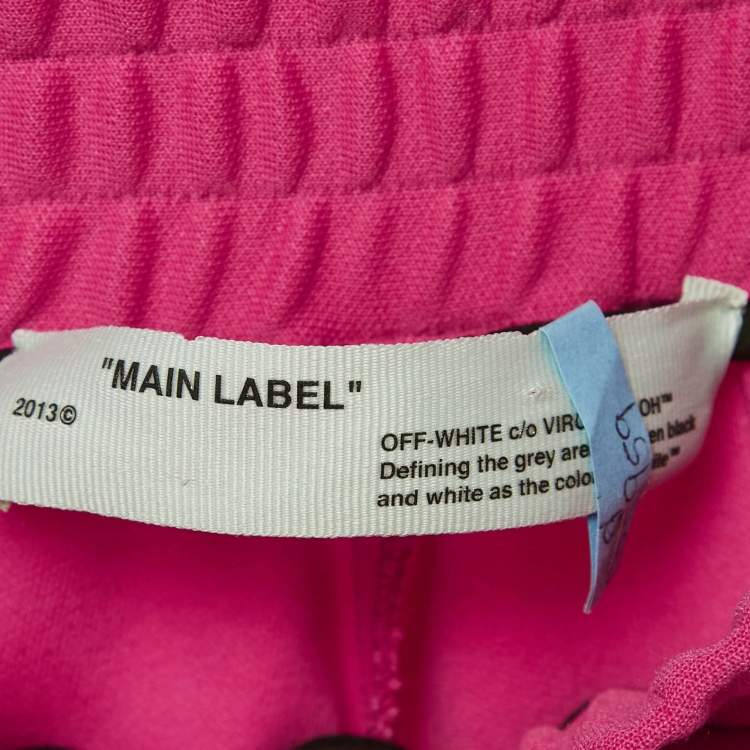 Pre Owned Off-White Pink Cotton Jersey Side Striped Track Pants L