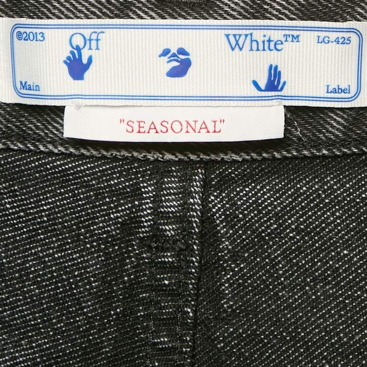 Pre Owned Off-White Grey Light Washed Denim Boy Friend Jeans M/Waist 28"