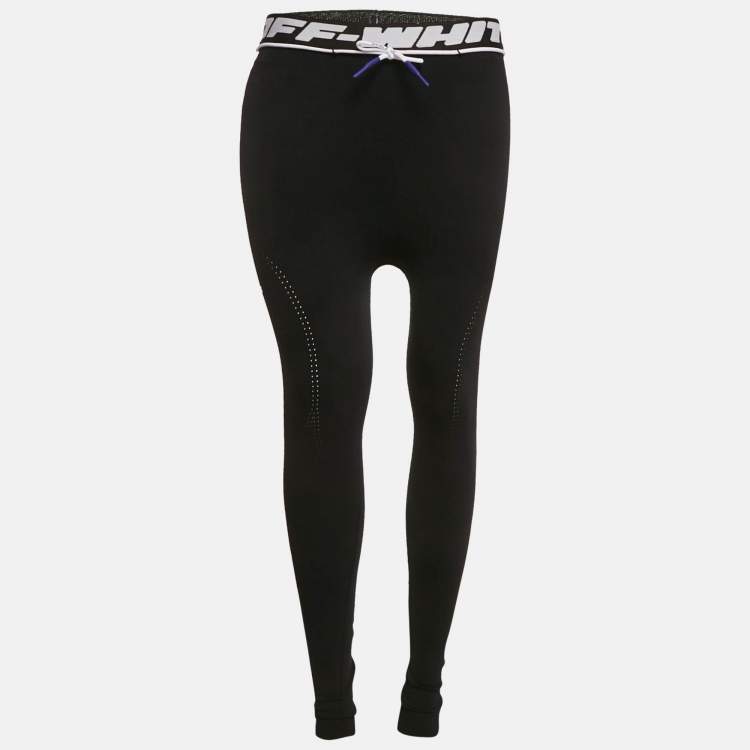 Pre Owned Off-White Black Jersey Drawstring Active Leggings L