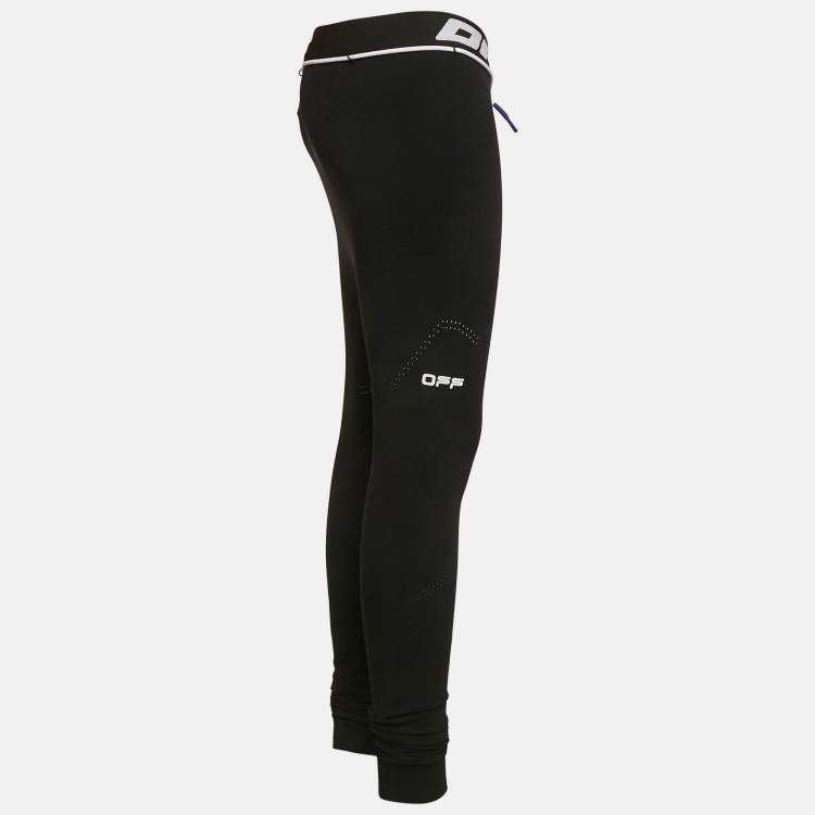 Pre Owned Off-White Black Jersey Drawstring Active Leggings L