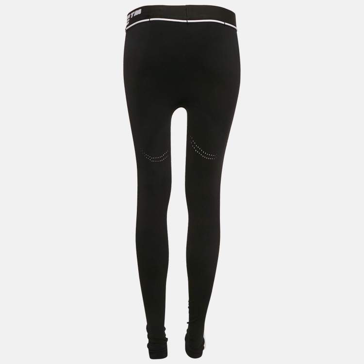 Pre Owned Off-White Black Jersey Drawstring Active Leggings L