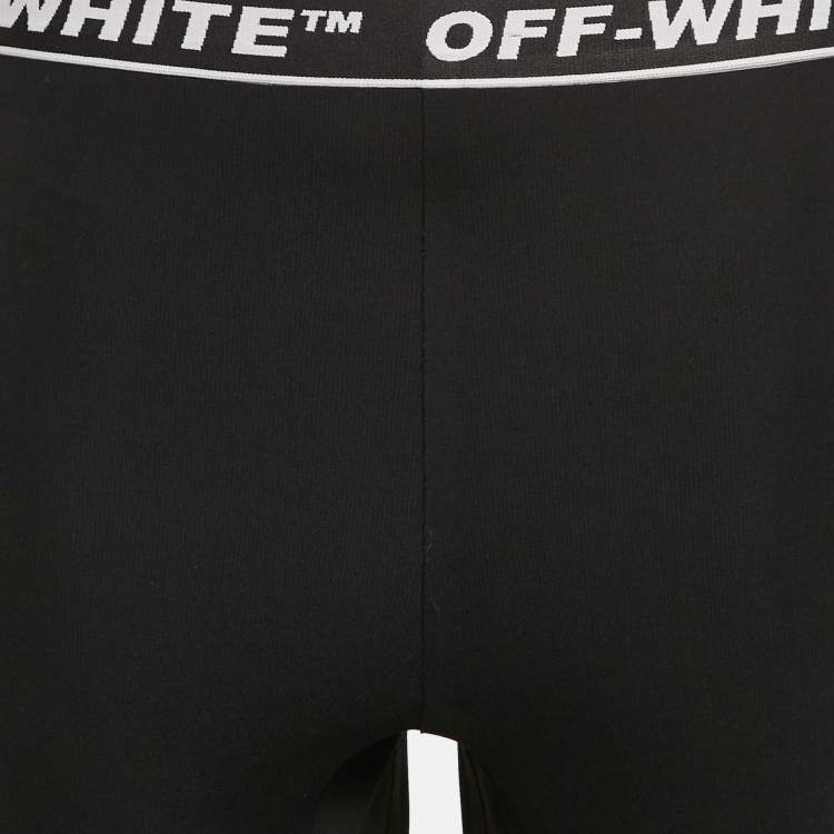 Pre Owned Off-White Black Logo Waistband Jersey Active Leggings L