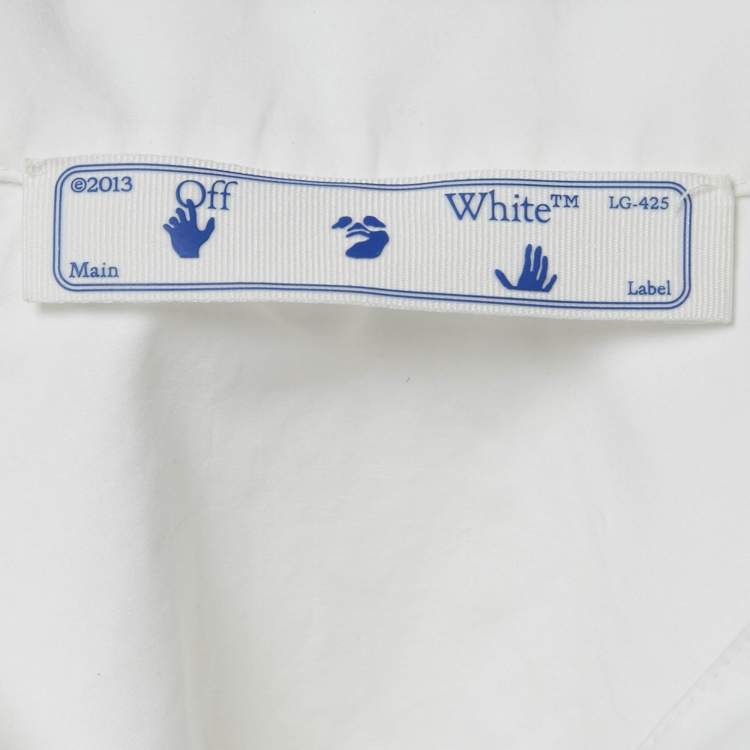 Pre Owned Off-White White Embroidered Cotton Short Sleeves Shirt S