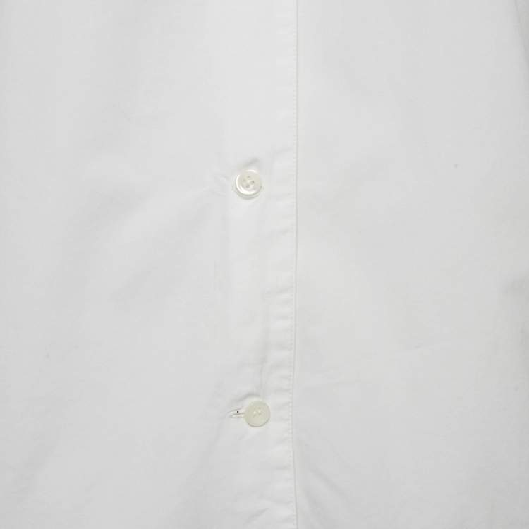 Pre Owned Off-White White Embroidered Cotton Short Sleeves Shirt S