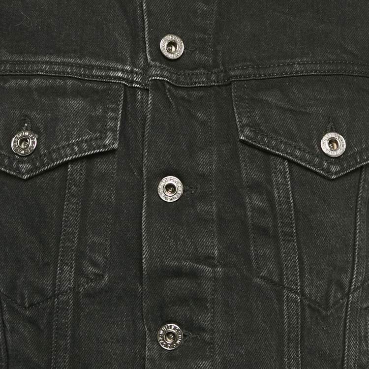 Pre Owned Off-White Black Embroidered Denim Button Front Jacket S