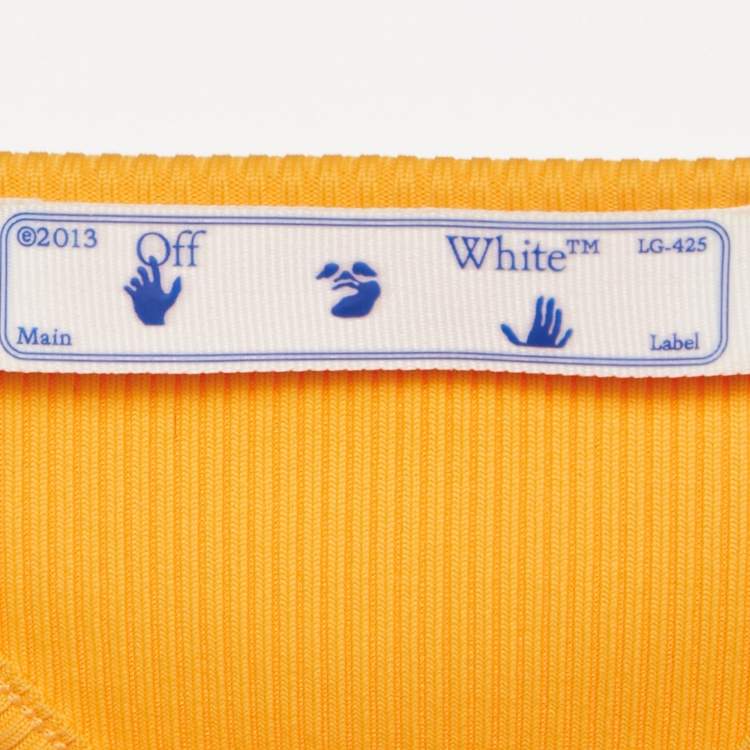 Pre Owned Off-White Orange Basic Lux Rowing Crop Tank Top S