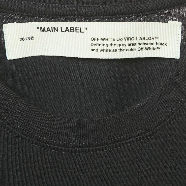 Pre Owned Off-White Black Leaf Embossed Jersey Crewneck T-Shirt M 