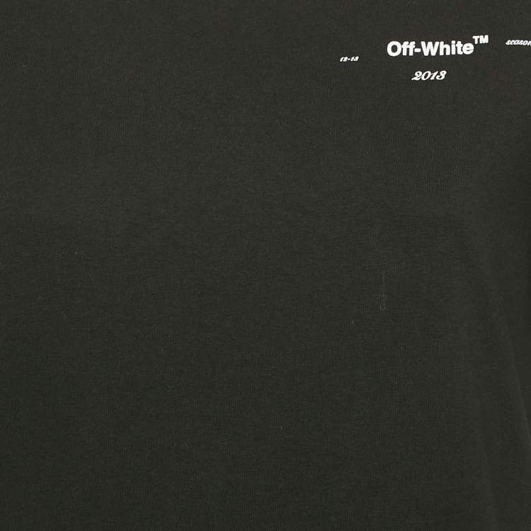 Pre Owned Off-White Black Leaf Embossed Jersey Crewneck T-Shirt M 