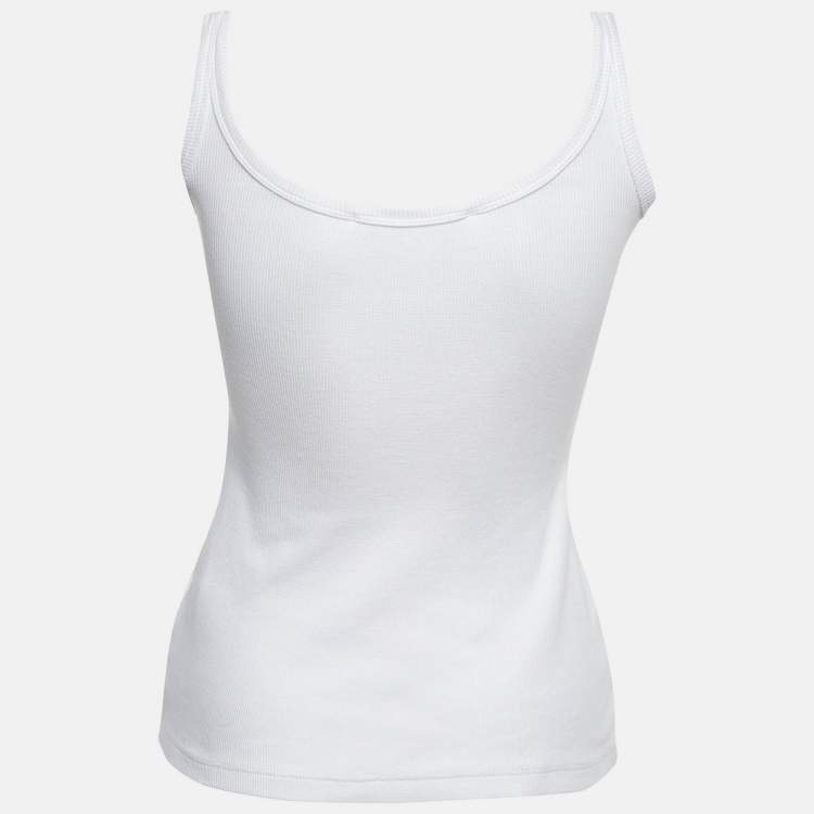 Pre Owned Off-White White Off Print Cotton Tank Top S 