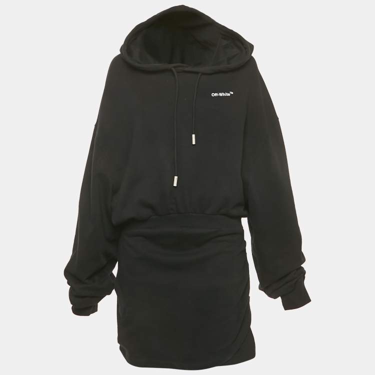 Pre Owned Off-White Black Cotton Knit Hooded Mini Dress M