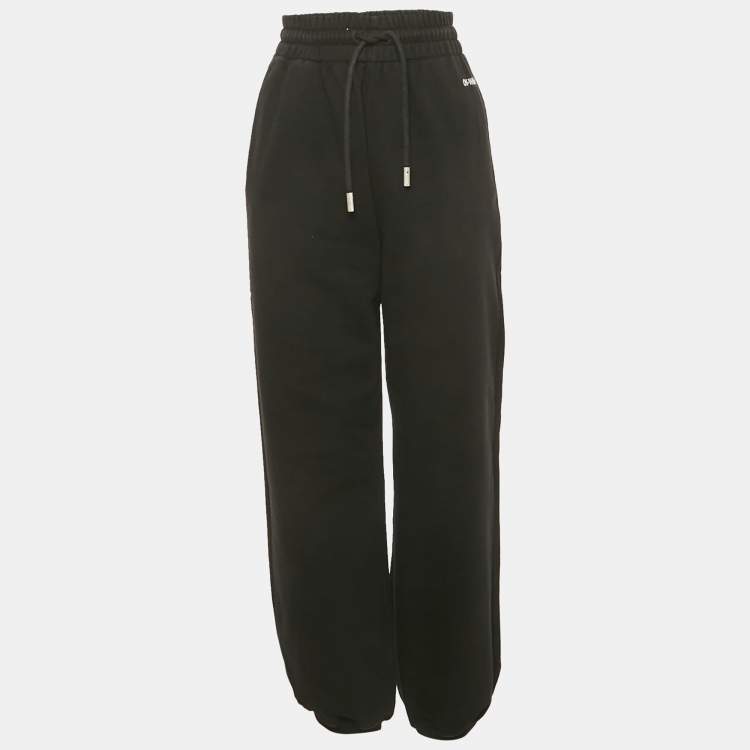 Pre Owned Off-White Black Logo Embroidered Cotton Sweatpants M