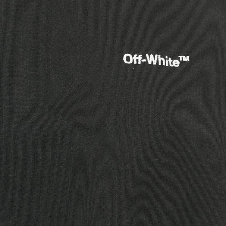 Pre Owned Off-White Black Logo Embroidered Cotton Crop Sweatshirt M