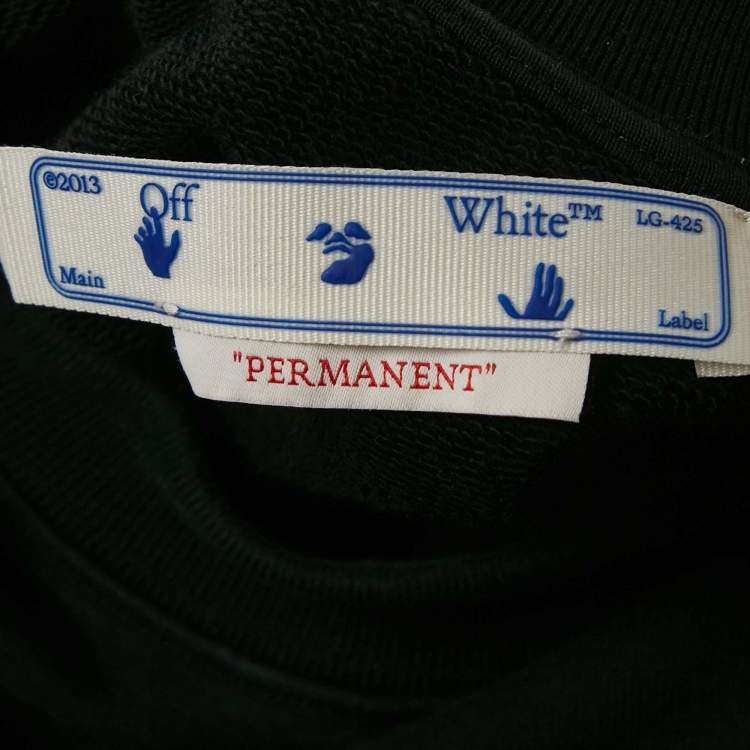 Pre Owned Off-White Black Logo Embroidered Cotton Crop Sweatshirt M