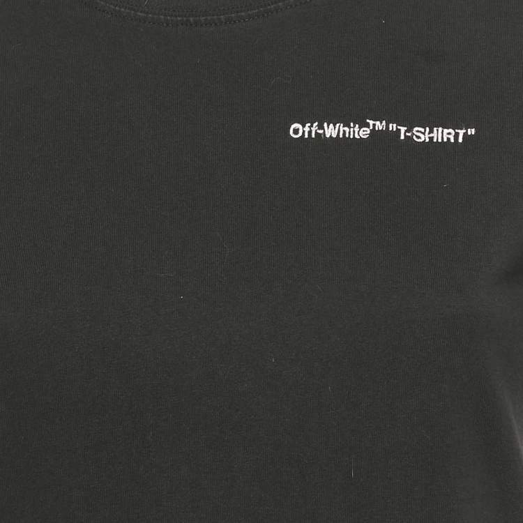 Pre Owned Off-White Black Logo Embroidered Jersey Crew Neck T-Shirt XS