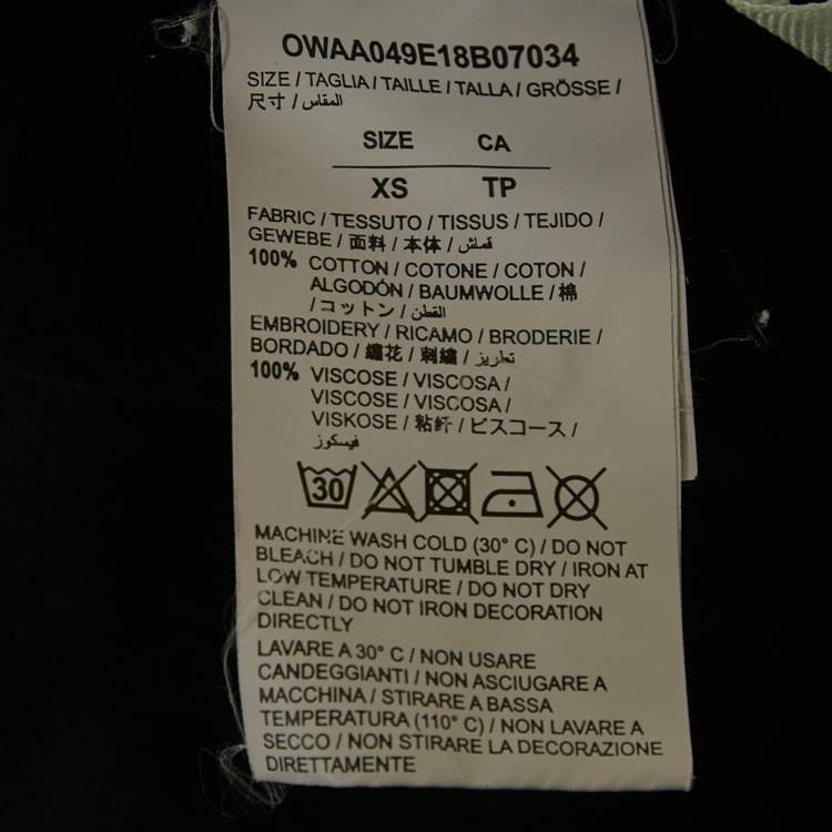 Pre Owned Off-White Black Logo Embroidered Jersey Crew Neck T-Shirt XS