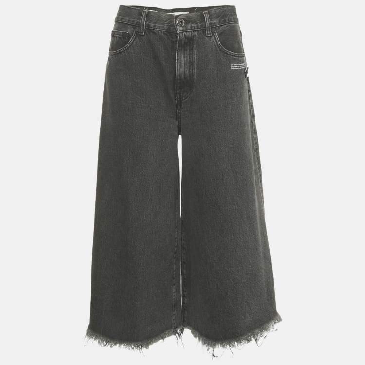 Pre Owned Off-White Black Faded Denim Culottes Jeans M Waist 29"