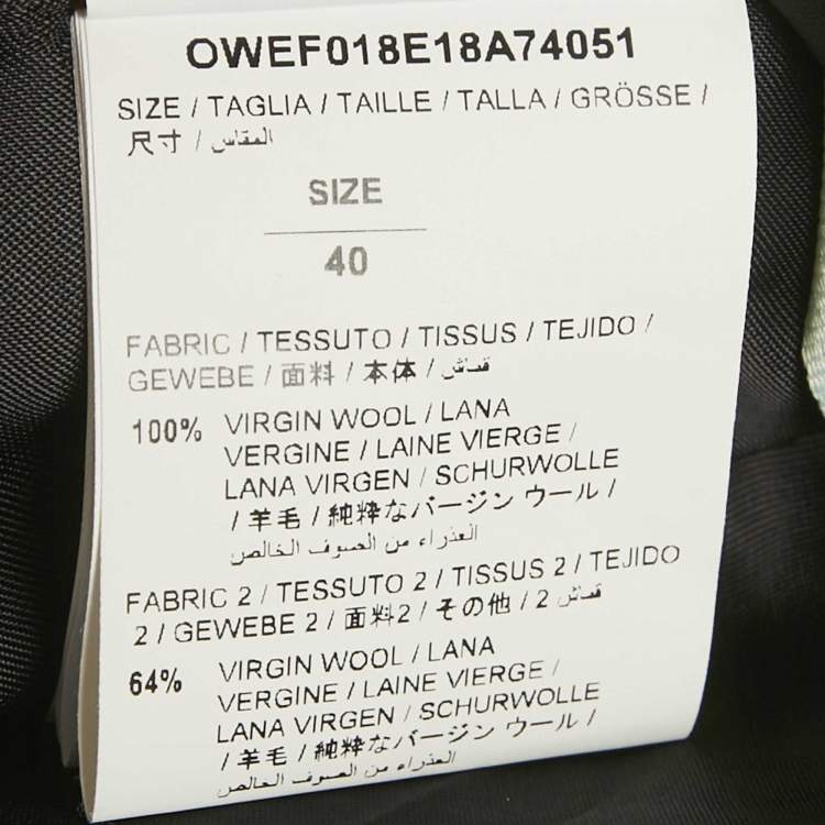 Pre Owned Off-White Black/ White Prince Of Whales Wool Single Breasted Blazer S