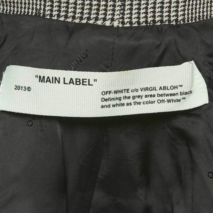 Pre Owned Off-White Black/ White Prince Of Whales Wool Single Breasted Blazer S
