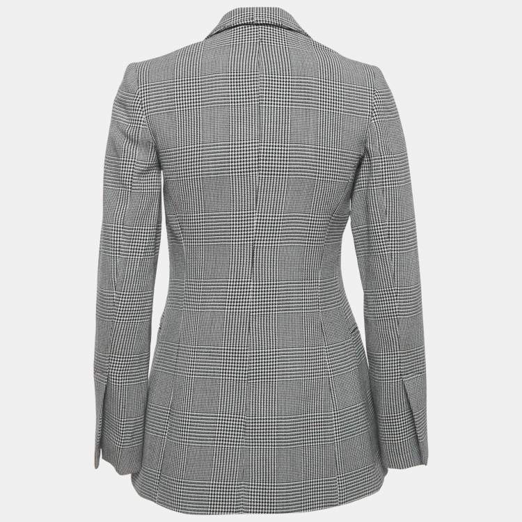 Pre Owned Off-White Black/ White Prince Of Whales Wool Single Breasted Blazer S
