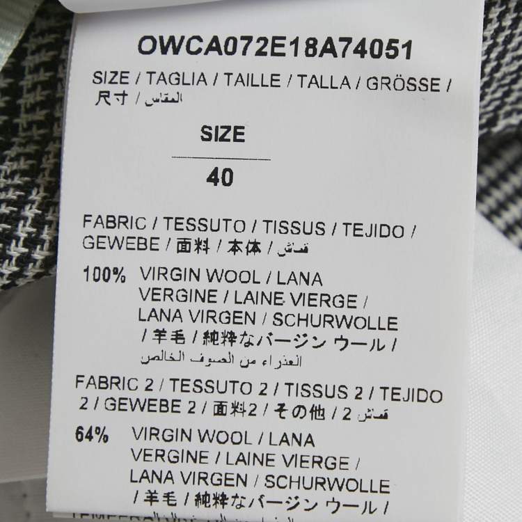 Pre Owned Off-White Black /White Prince Of Whales Wool Trousers S