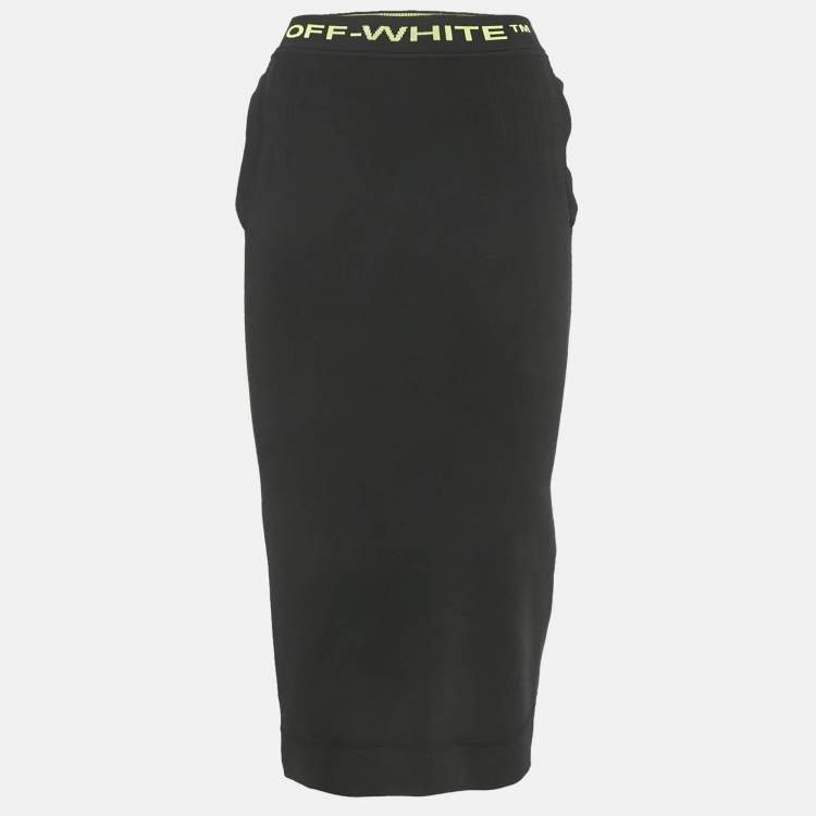 Pre Owned Off-White Black Jersey Logo Waist Band Skirt S 