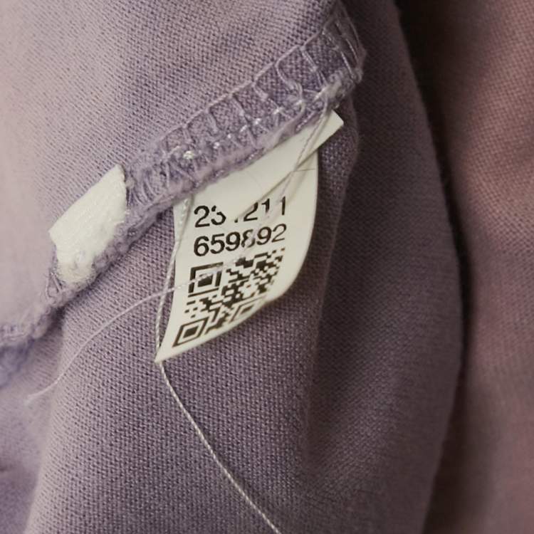 Pre Owned Off-White Lavender Tie & Dye Logo Applique Crop Top S