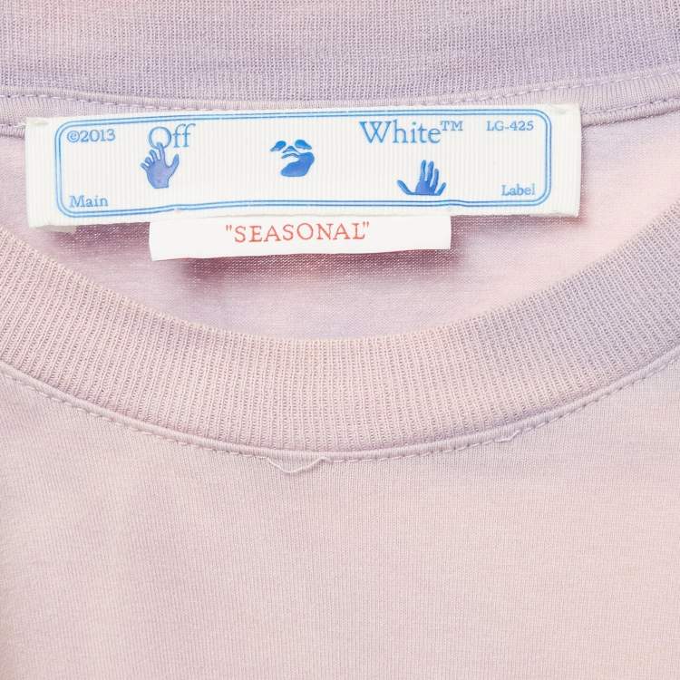 Pre Owned Off-White Lavender Tie & Dye Logo Applique Crop Top S